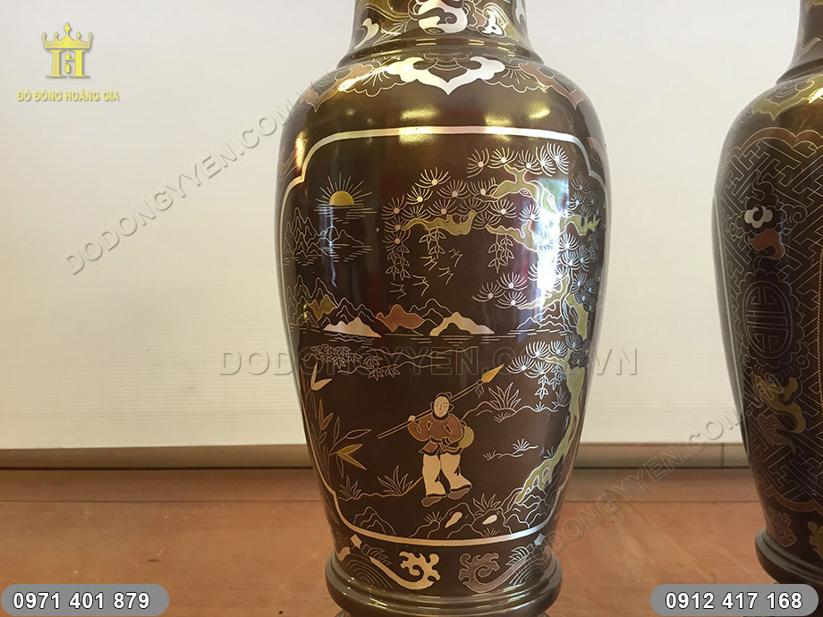 lọ hoa khảm v&agrave;ng bạc